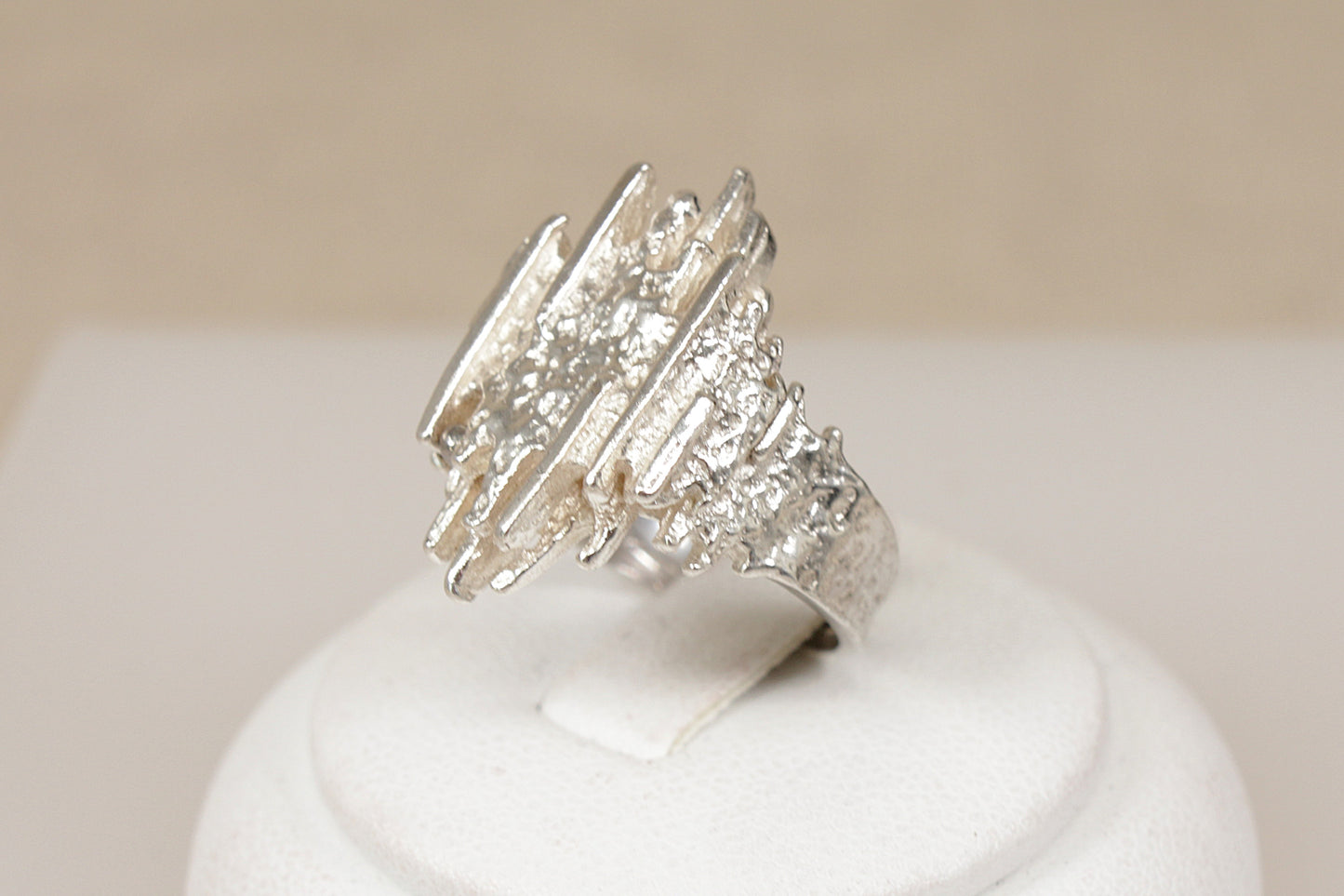 Vintage Sterling Silver Brutalist Statement Ring – Circa Late 1950s to Early 1960s