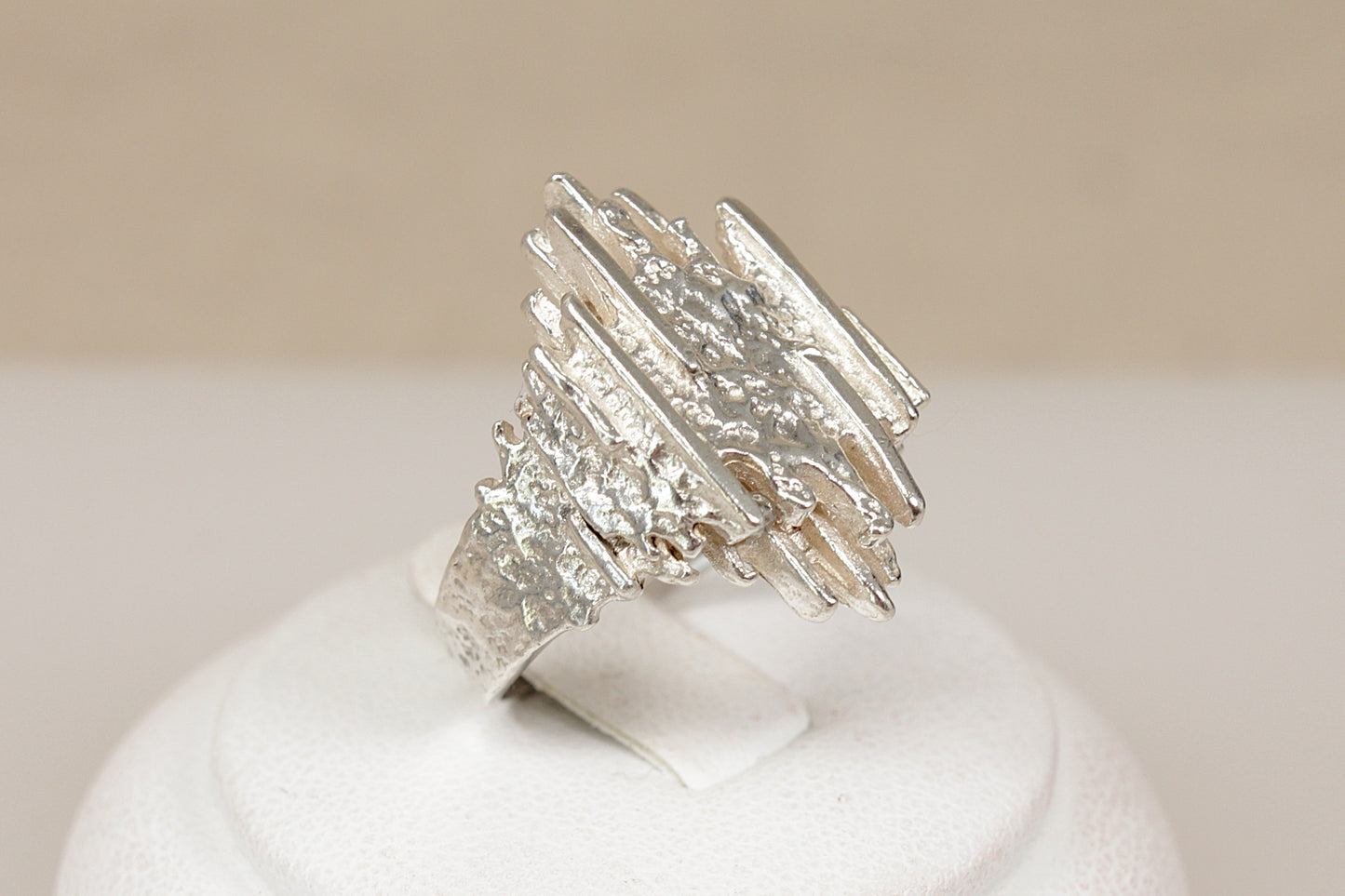 Vintage Sterling Silver Brutalist Statement Ring – Circa Late 1950s to Early 1960s