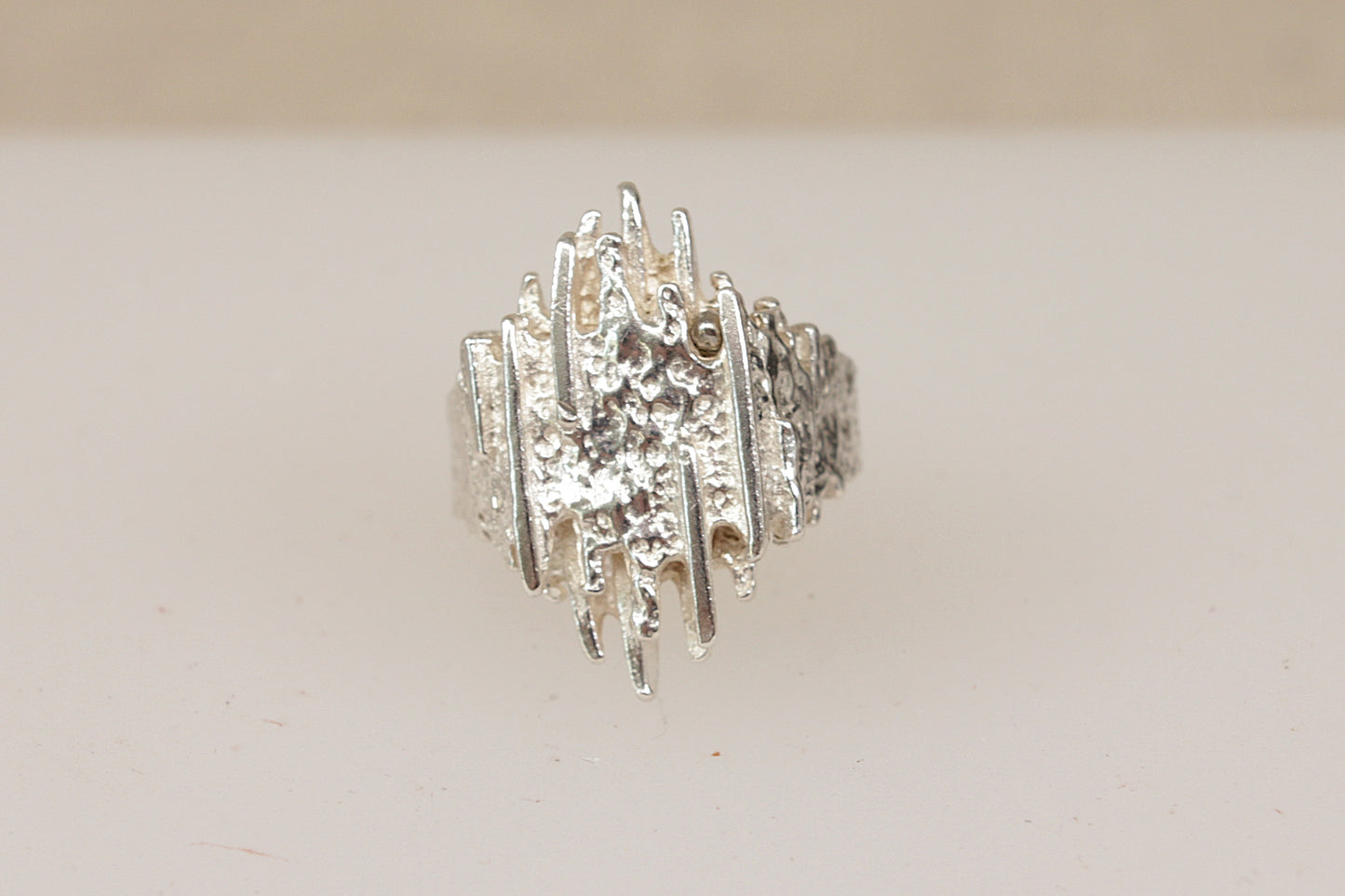 Vintage Sterling Silver Brutalist Statement Ring – Circa Late 1950s to Early 1960s