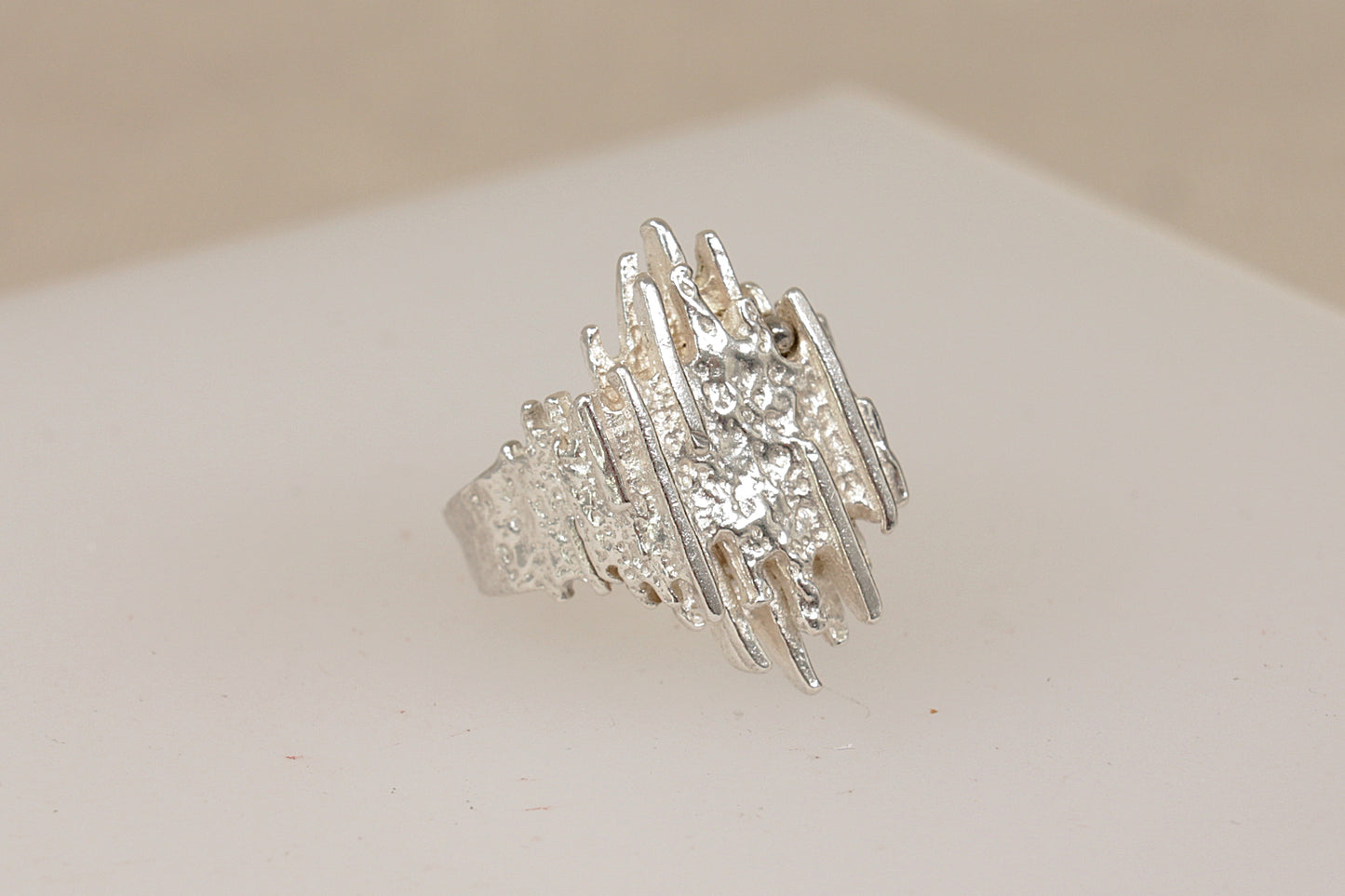 Vintage Sterling Silver Brutalist Statement Ring – Circa Late 1950s to Early 1960s