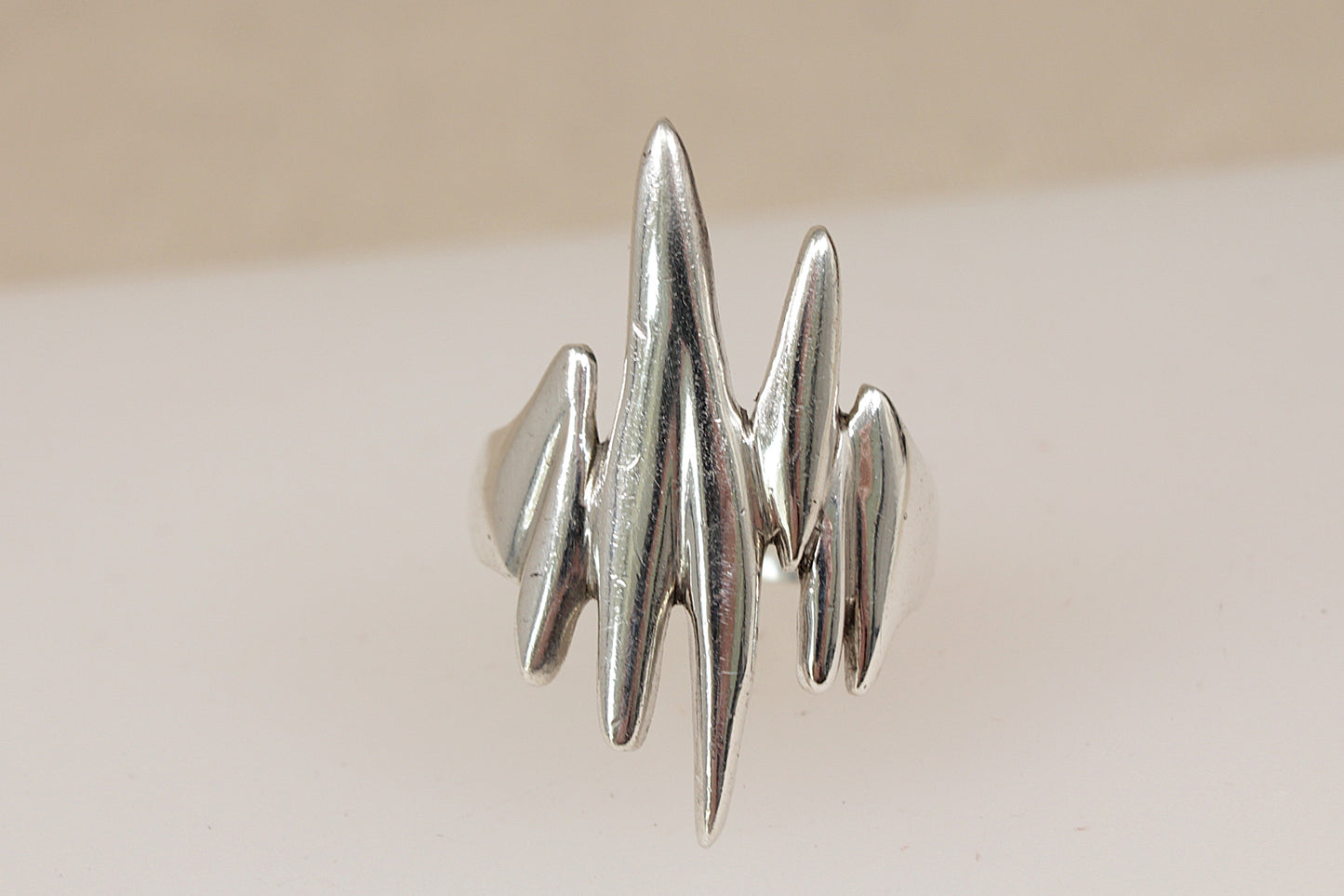 Rare Vintage Danish Sterling Silver Brutalist Modernist Ring – Georg Jensen Style – Circa 1960s