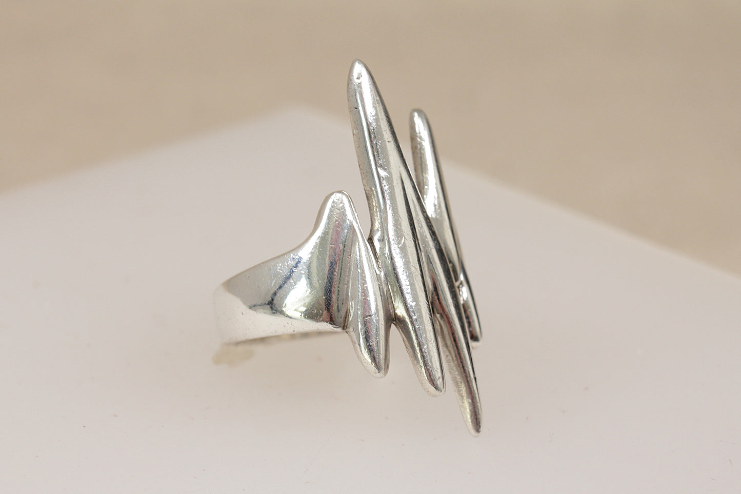 Rare Vintage Danish Sterling Silver Brutalist Modernist Ring – Georg Jensen Style – Circa 1960s