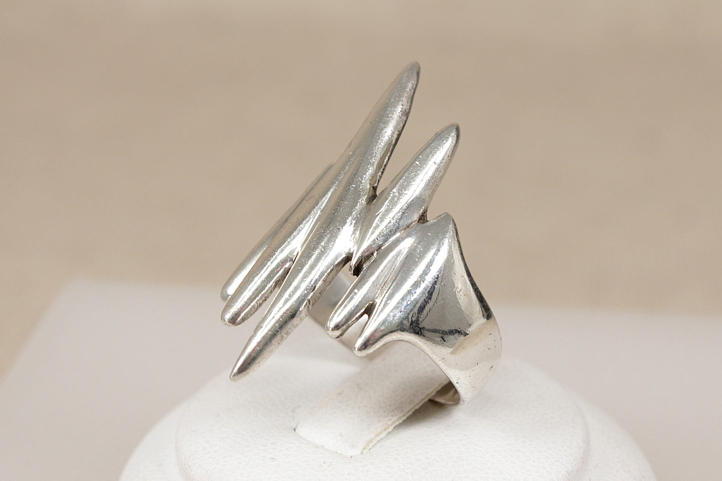 Rare Vintage Danish Sterling Silver Brutalist Modernist Ring – Georg Jensen Style – Circa 1960s