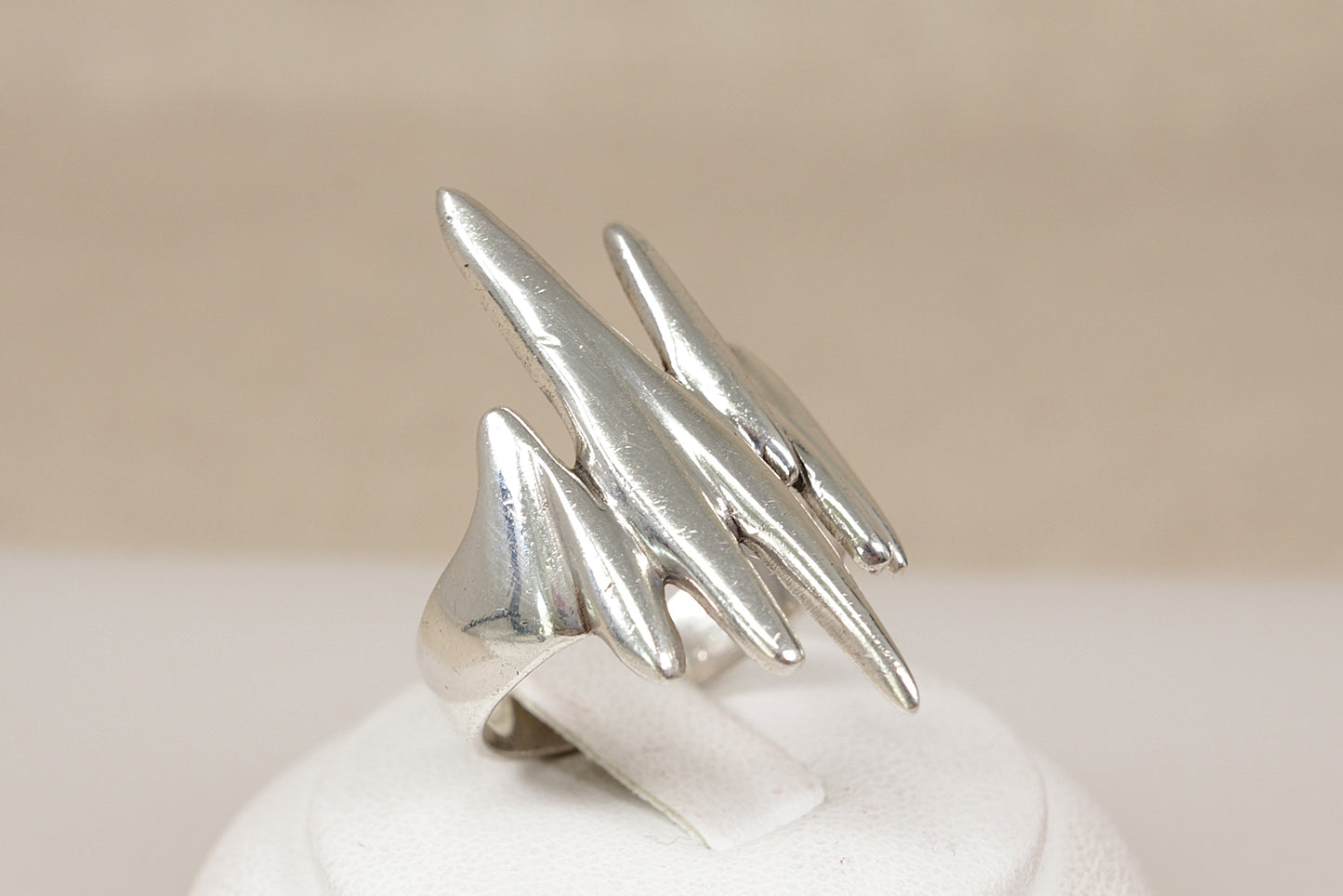 Rare Vintage Danish Sterling Silver Brutalist Modernist Ring – Georg Jensen Style – Circa 1960s