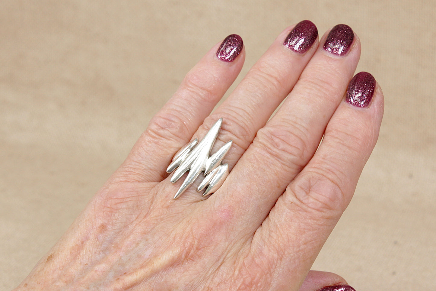 Rare Vintage Danish Sterling Silver Brutalist Modernist Ring – Georg Jensen Style – Circa 1960s