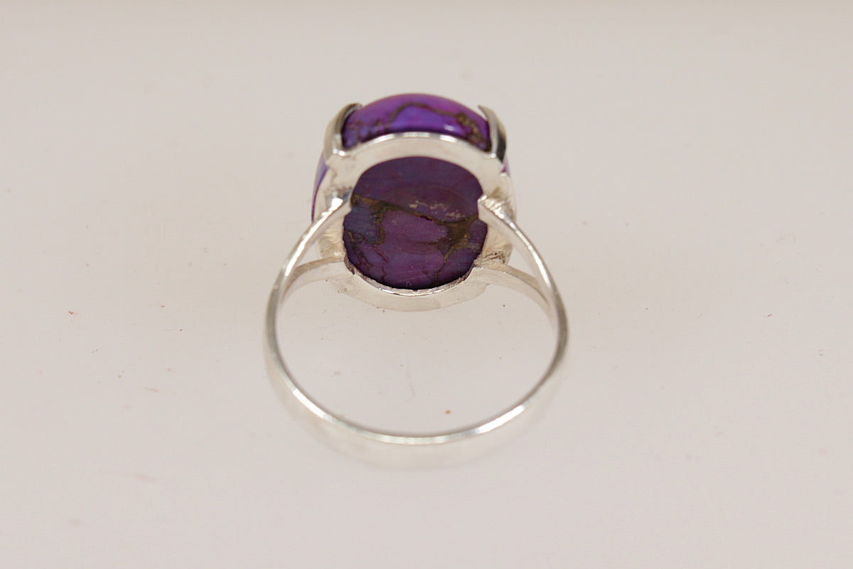 Sterling Silver Purple Agate Cabochon Statement Ring
