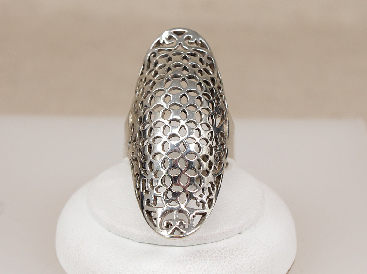 Large Heavy Sterling Silver Openwork Statement Ring