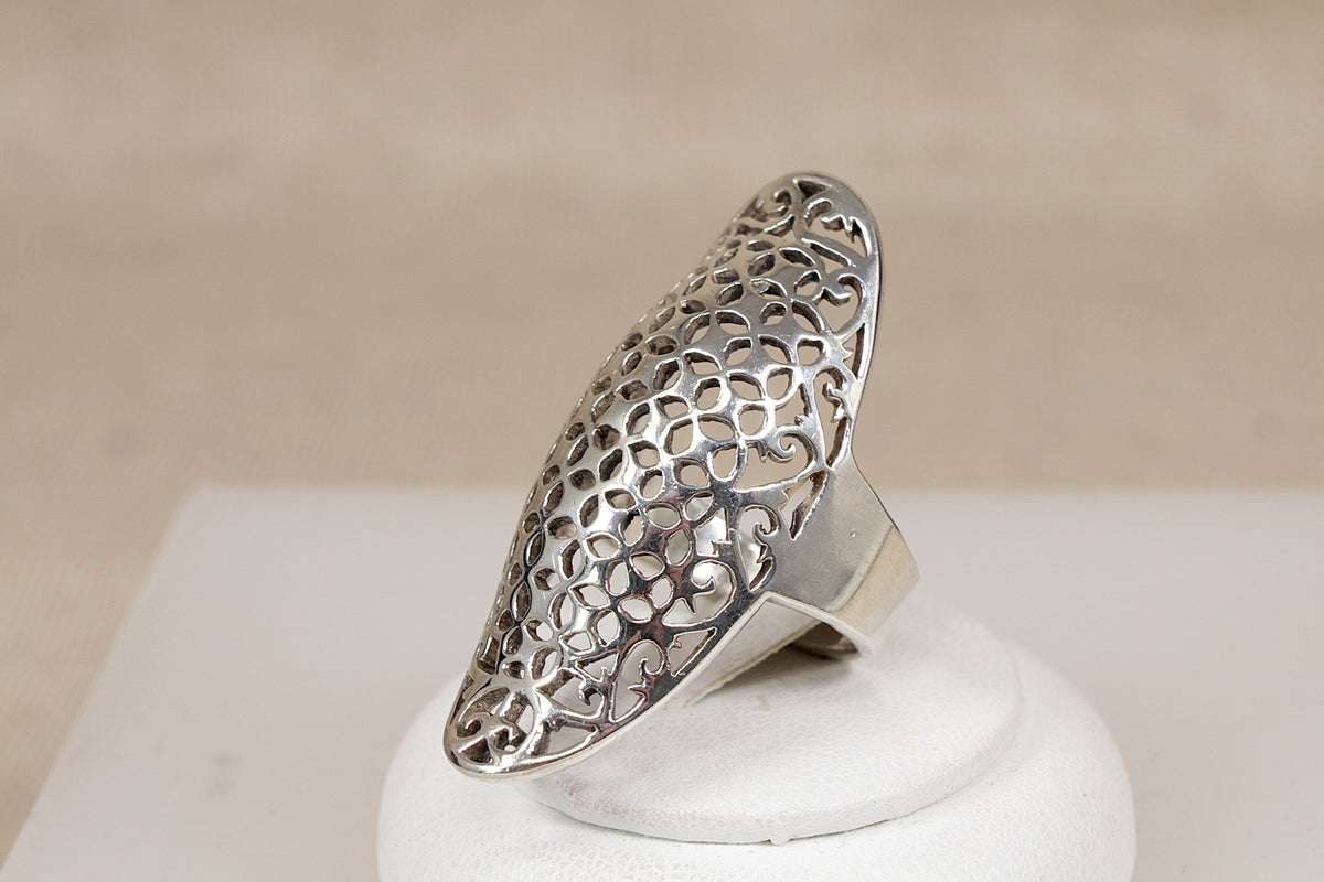 Large Heavy Sterling Silver Openwork Statement Ring