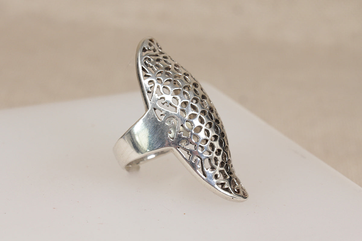 Large Heavy Sterling Silver Openwork Statement Ring