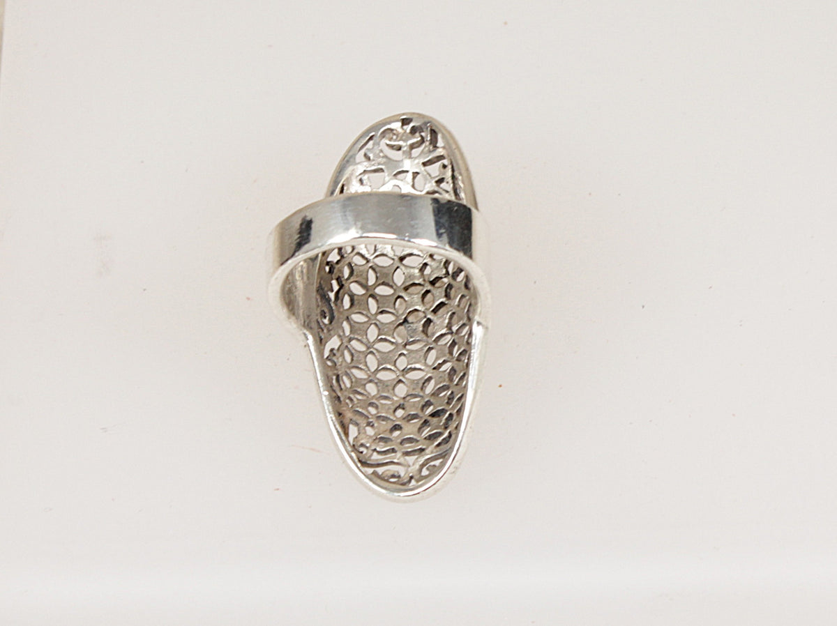 Large Heavy Sterling Silver Openwork Statement Ring