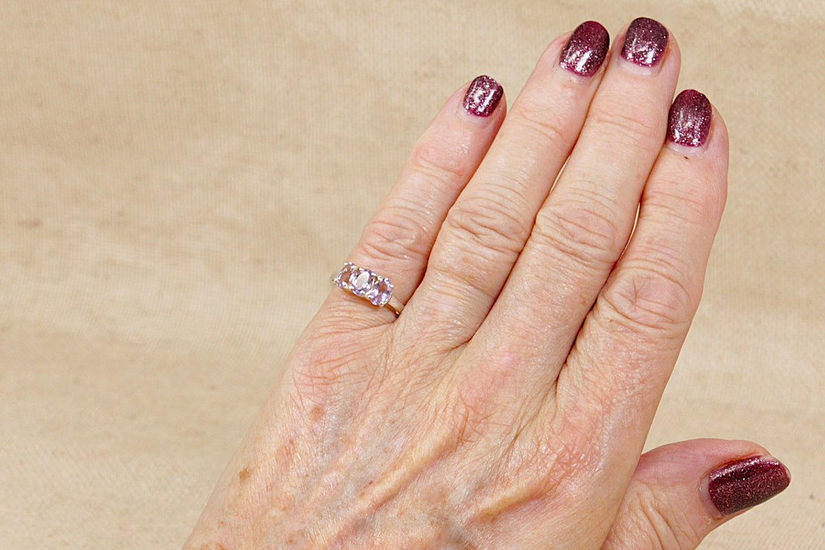 Classic Sterling Silver Amethyst ‘ Rose de France’ Trilogy Ring