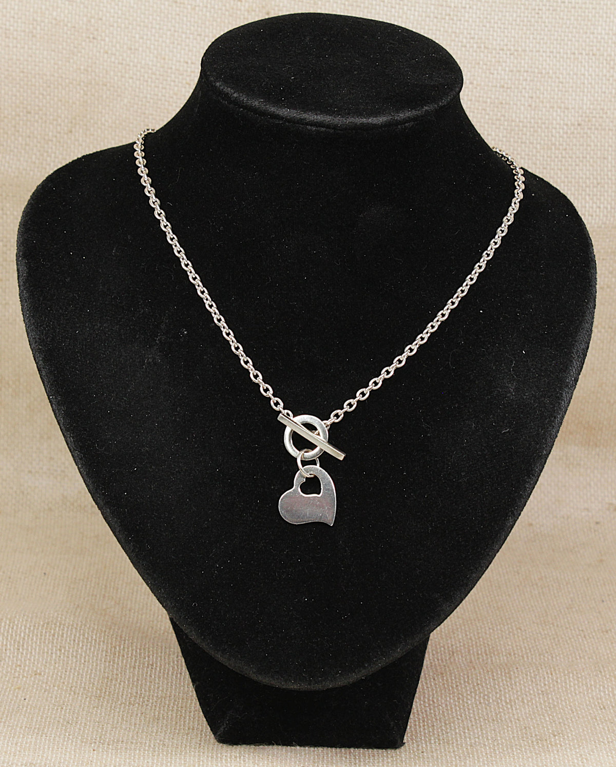Kit Heath Sterling Silver T-Bar Necklace with Heart Charm