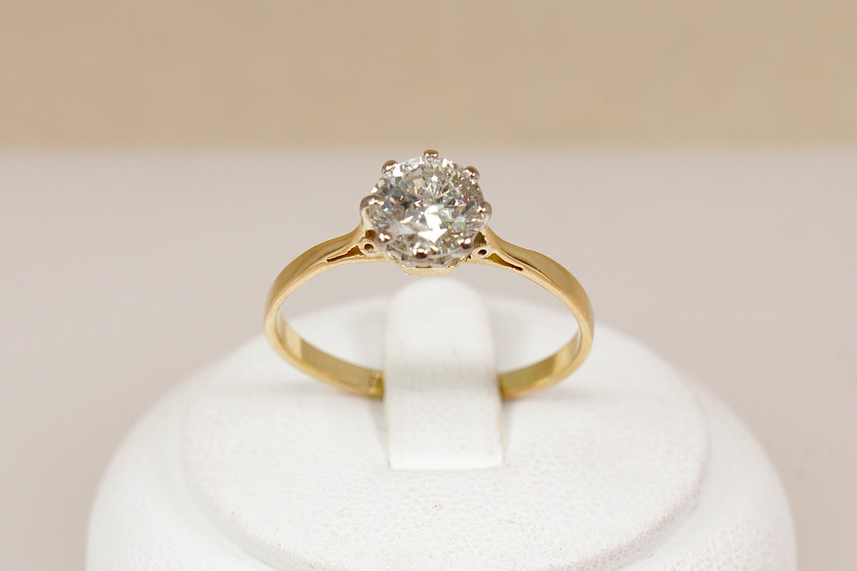 Stunning Classic 18ct Gold 1.00ct Round Brilliant Diamond Solitaire Ring