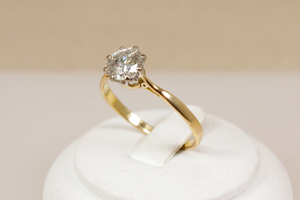 Stunning Classic 18ct Gold 1.00ct Round Brilliant Diamond Solitaire Ring