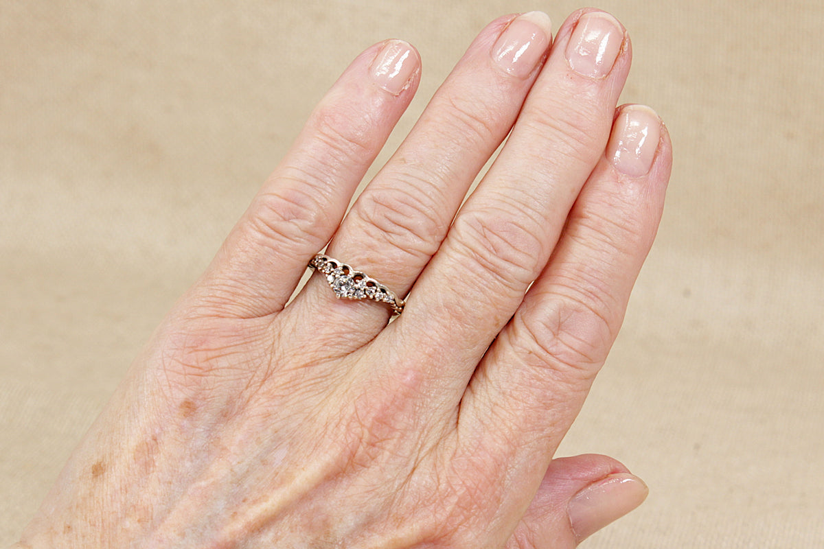 Silver Pandora Crystal Tiara Ring with Original Box