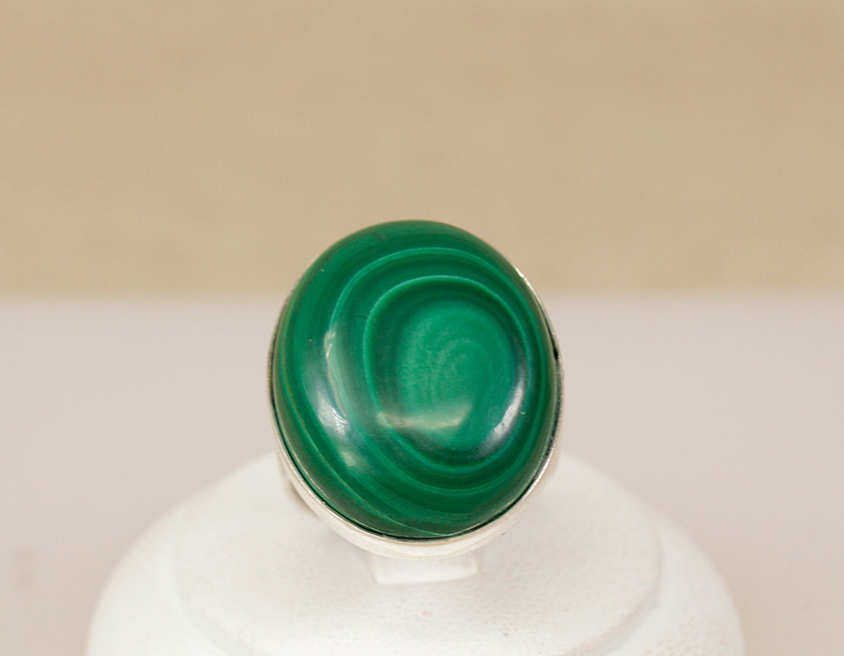 Large Sterling Silver Malachite Statement Ring