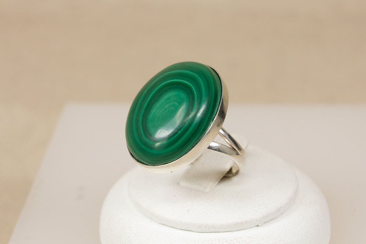 Large Sterling Silver Malachite Statement Ring
