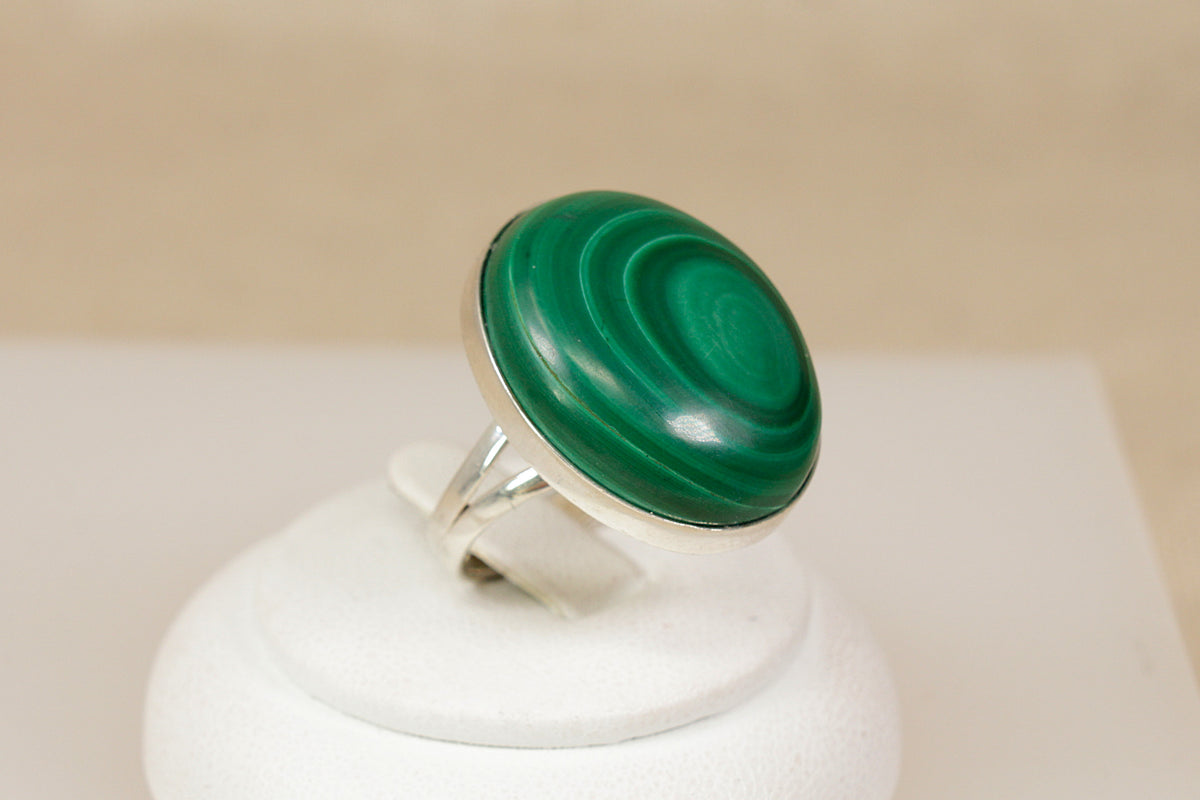 Large Sterling Silver Malachite Statement Ring