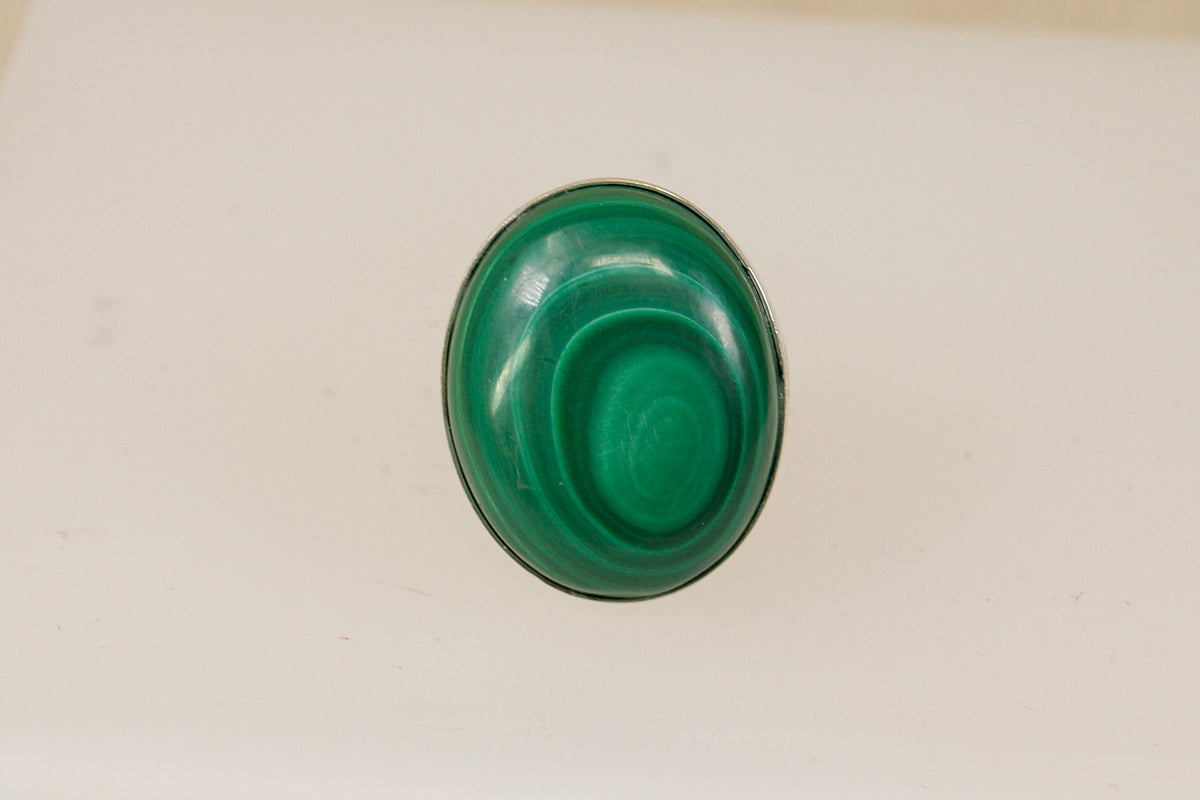 Large Sterling Silver Malachite Statement Ring