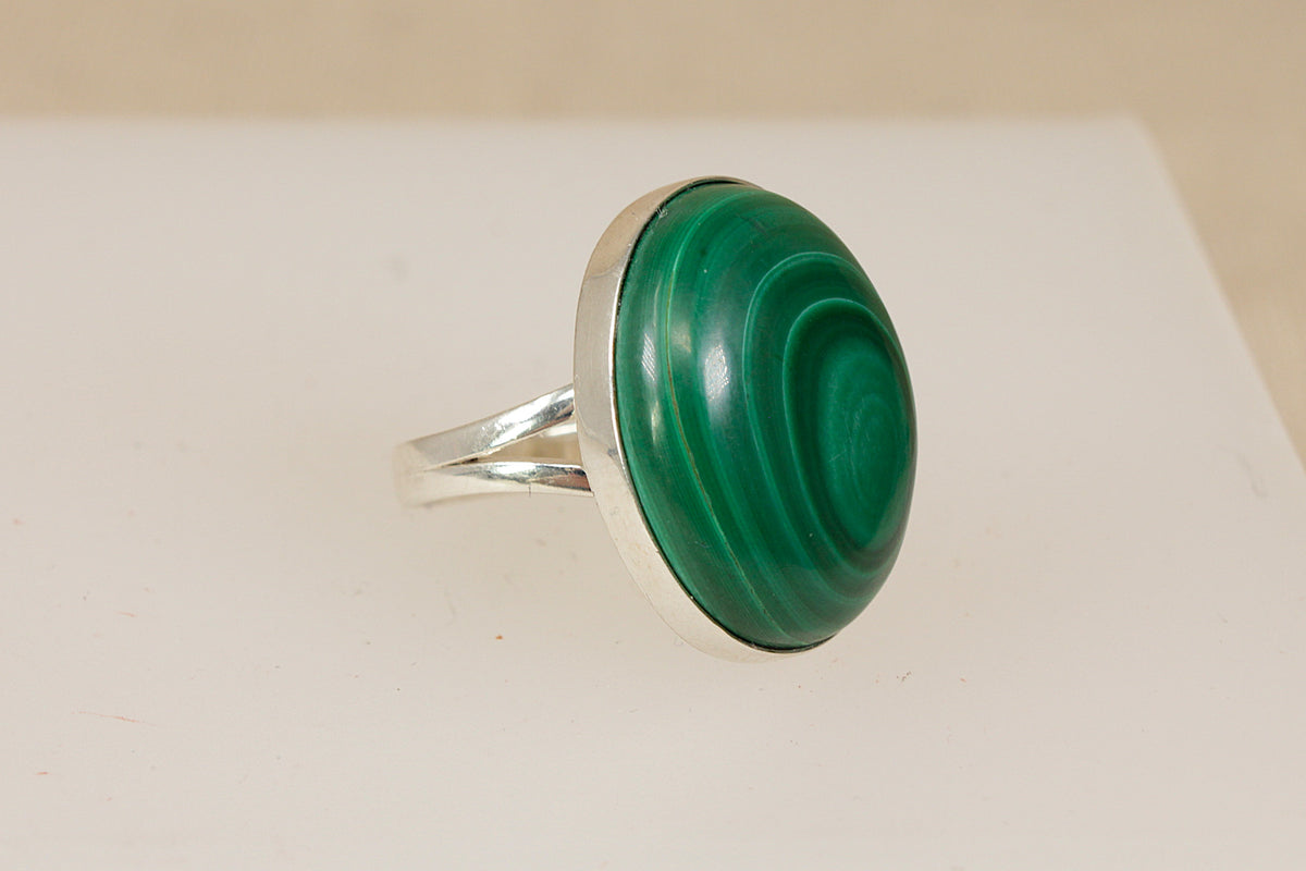 Large Sterling Silver Malachite Statement Ring