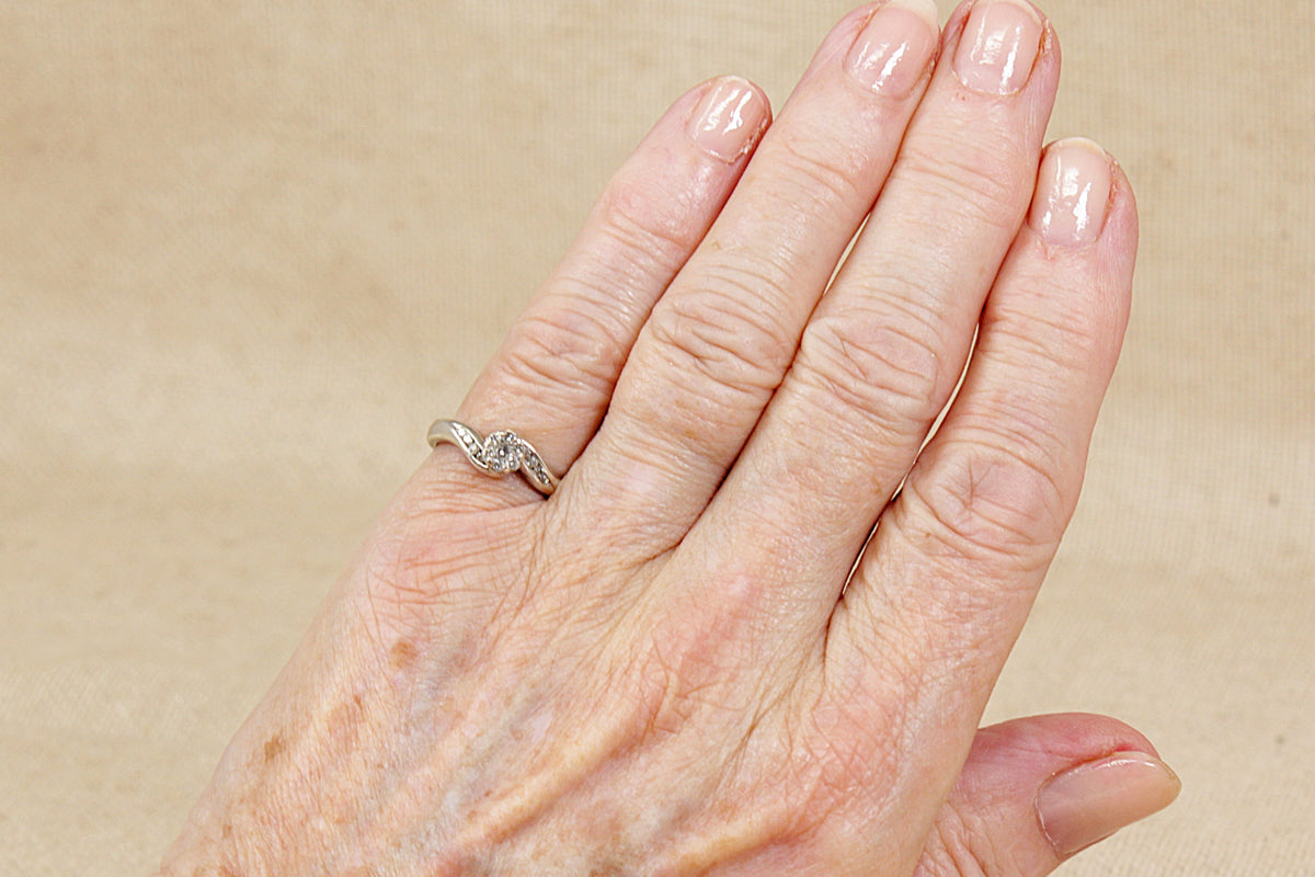 Argentium 930 Silver Diamond Twist Ring