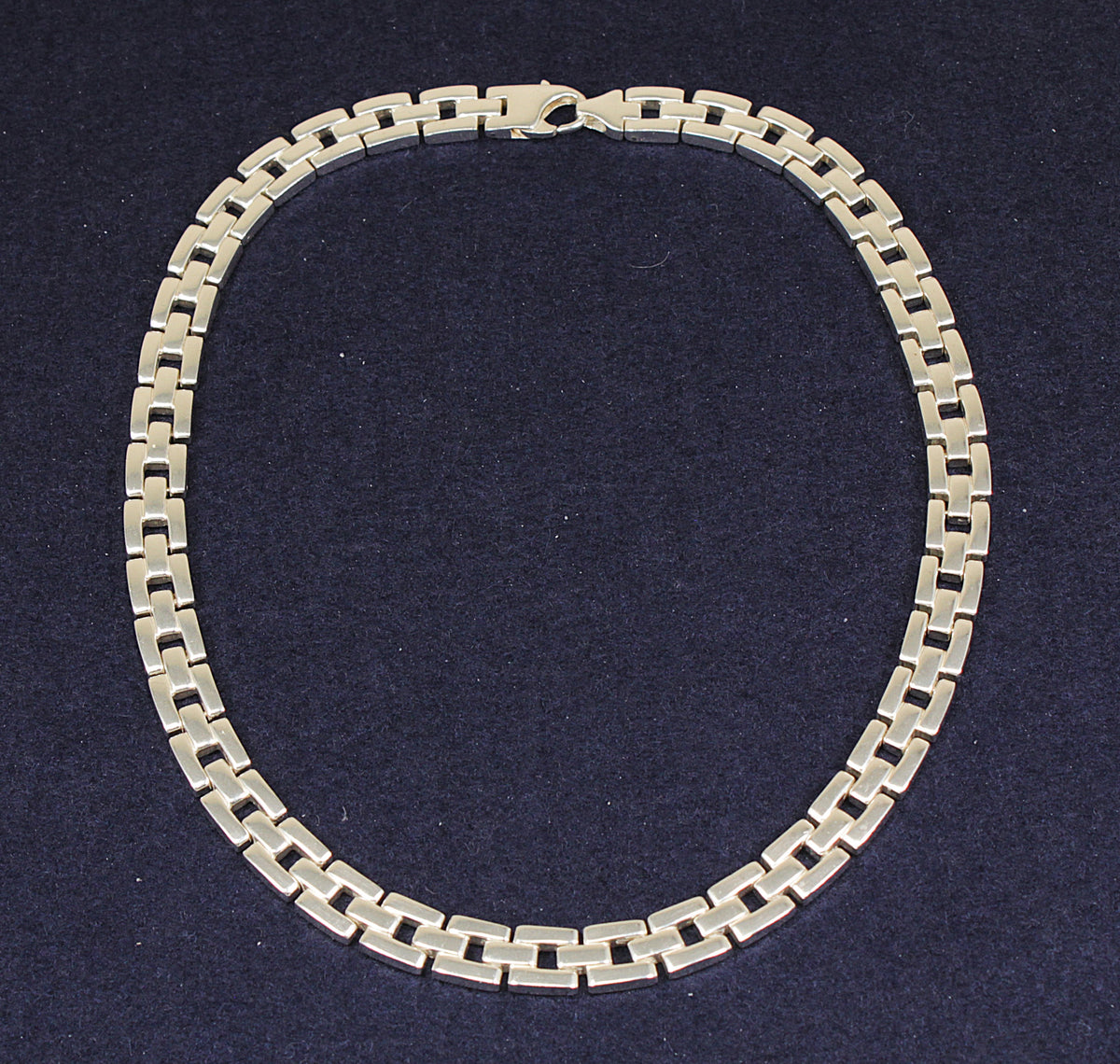 Stunning Heavy Vintage Sterling Silver Geometric Link Necklace