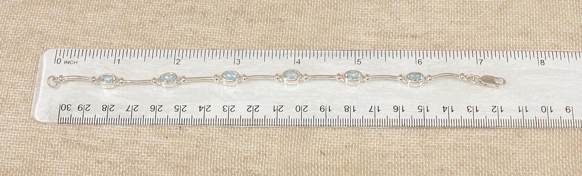 Stylish Sterling Silver Blue Topaz Bracelet