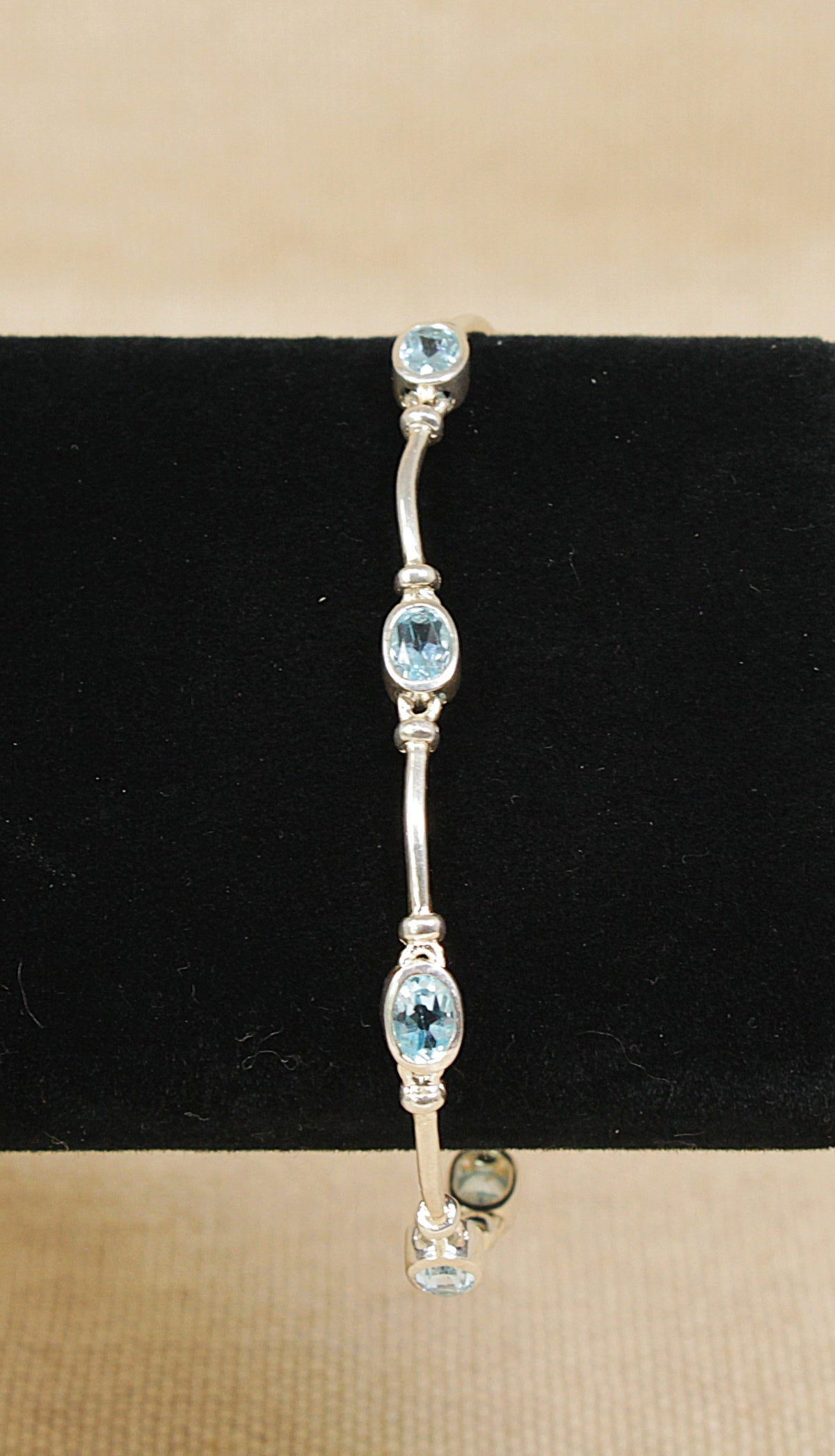 Stylish Sterling Silver Blue Topaz Bracelet