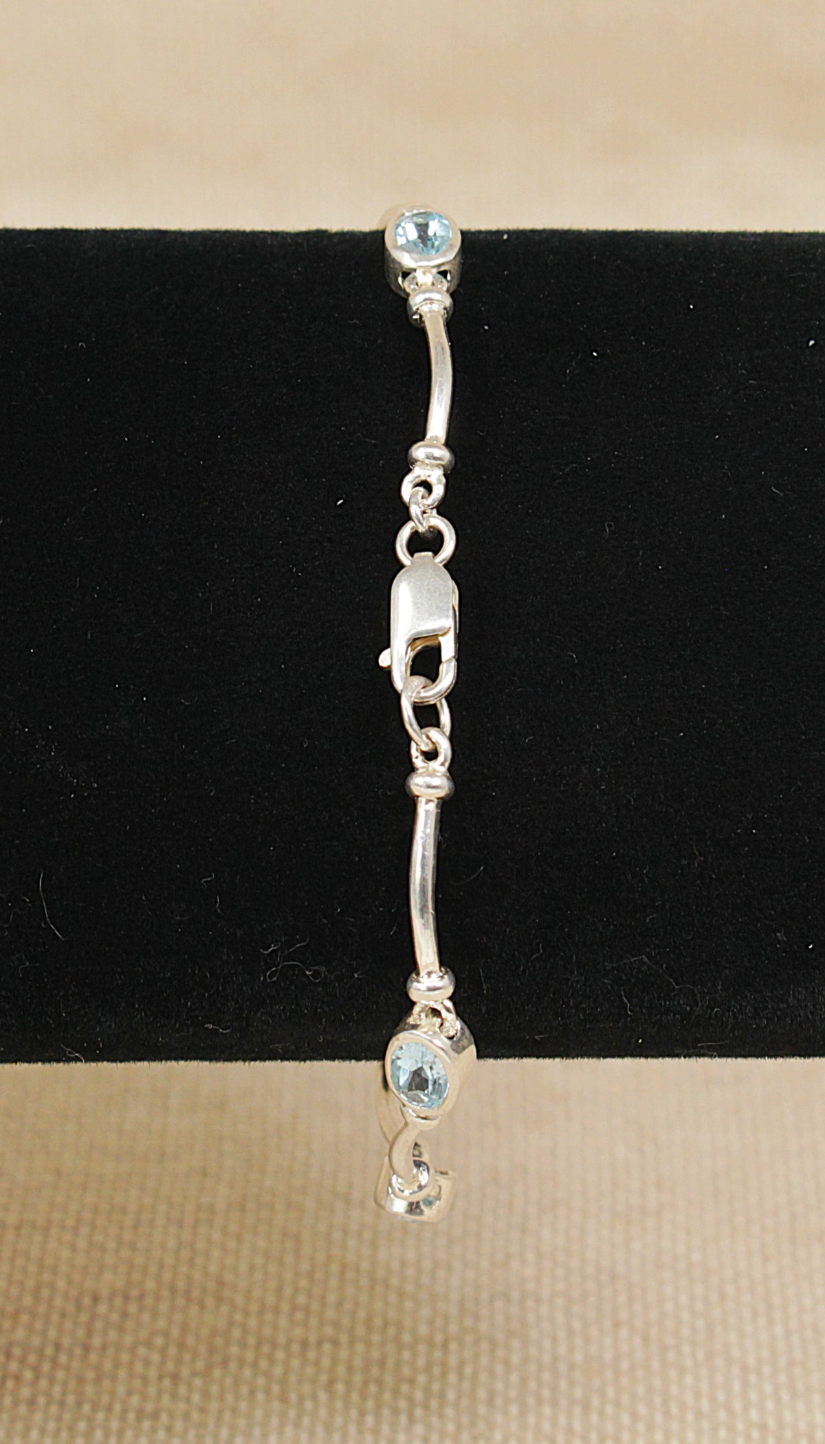 Stylish Sterling Silver Blue Topaz Bracelet