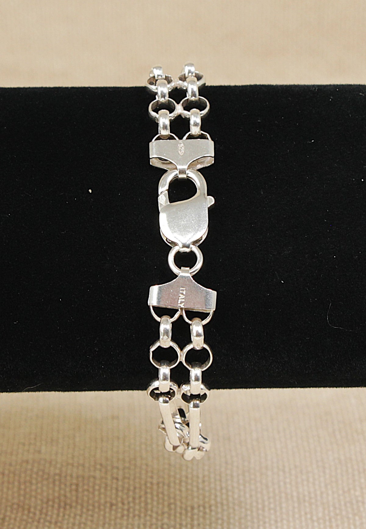 Beautiful Italian Sterling Silver Bracelet – Symmetrical Link Design 7¾"
