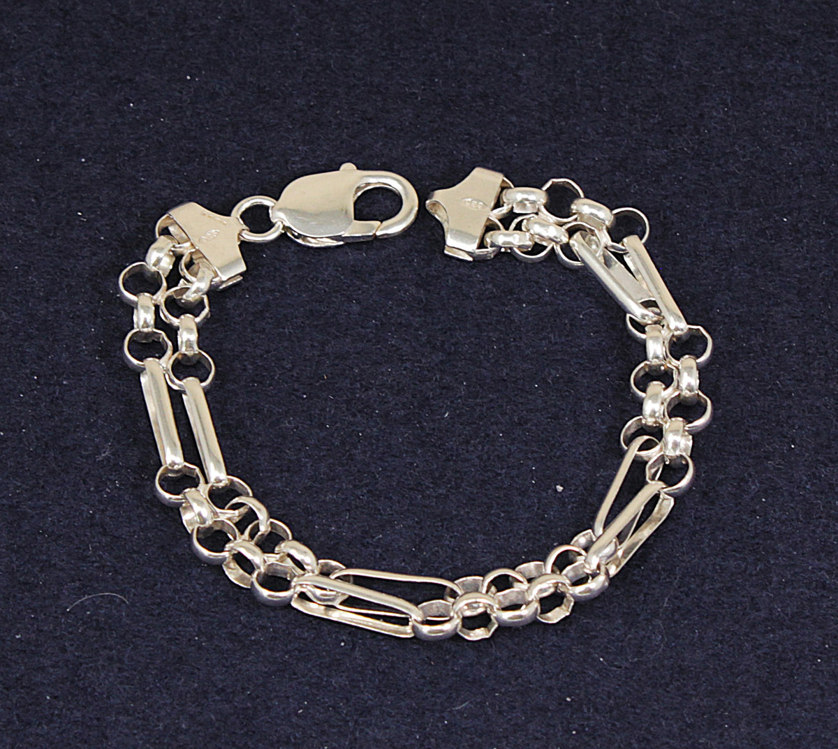Beautiful Italian Sterling Silver Bracelet – Symmetrical Link Design 7¾"