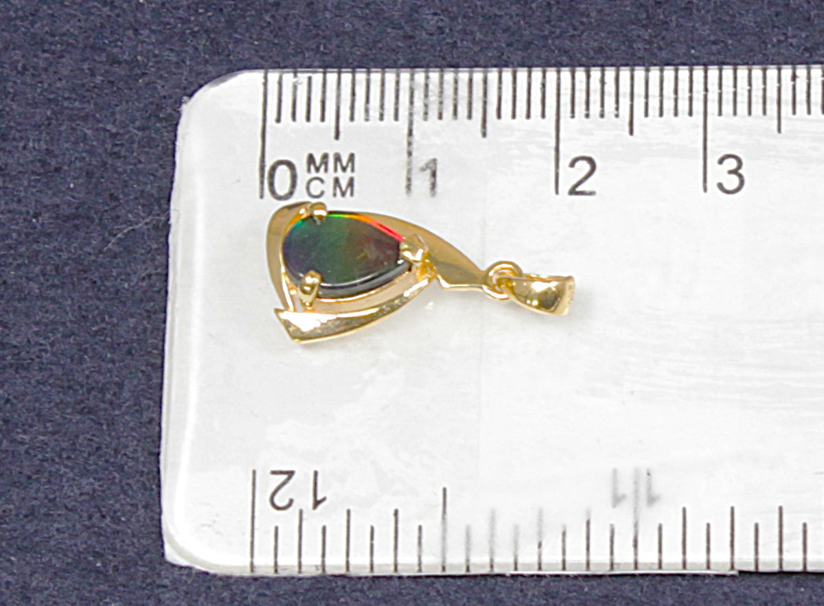 Rare 18ct Gold Blue, Green & Orange Labradorite Pendant