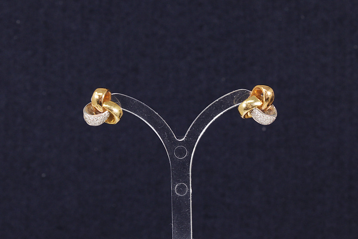 Beautiful Martin & Co. 18ct Gold Three-Tone Diamond Knot Earrings