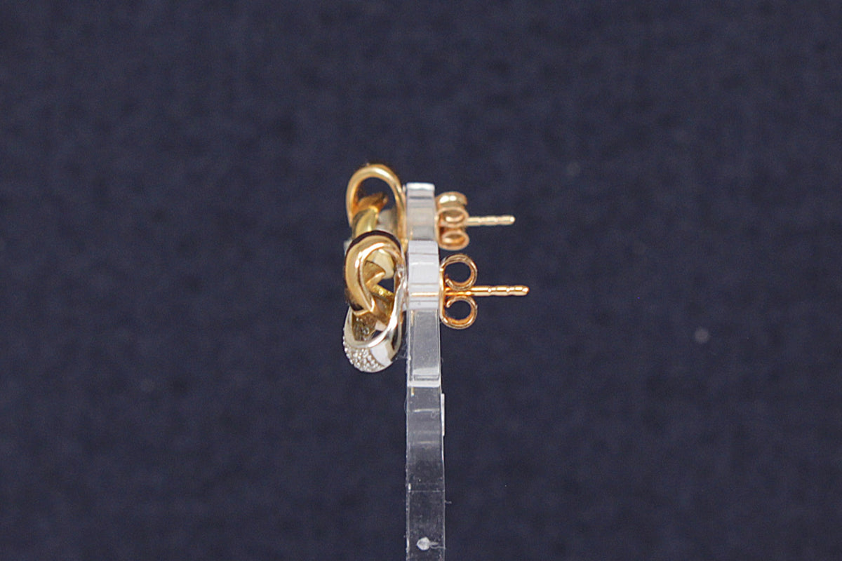 Beautiful Martin & Co. 18ct Gold Three-Tone Diamond Knot Earrings