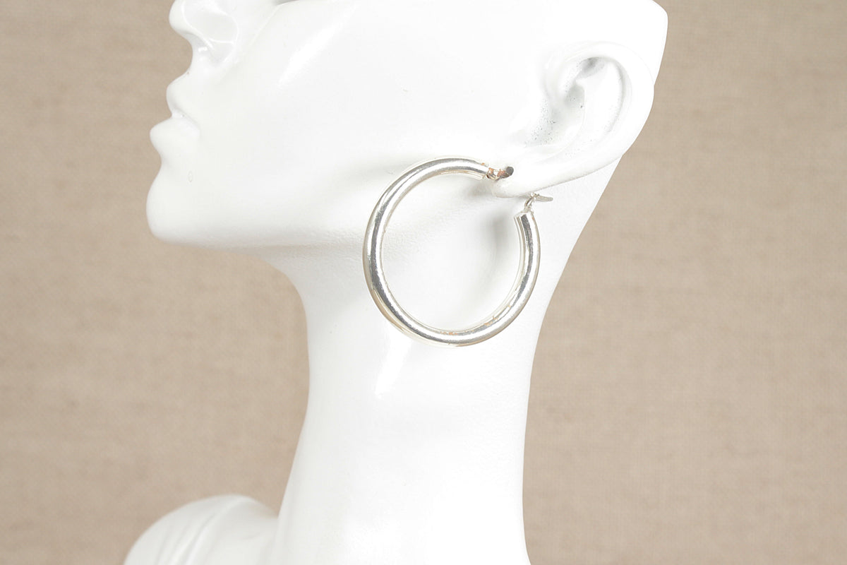 Classic Sterling Silver Large Hoop Earrings