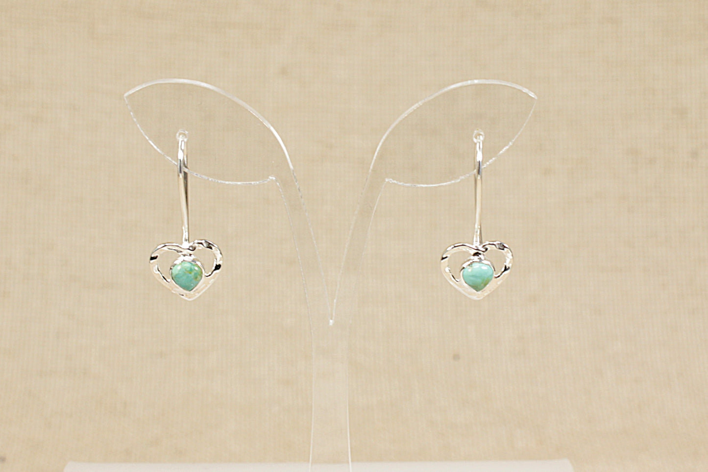 Silver Turquoise Heart Drop Earrings