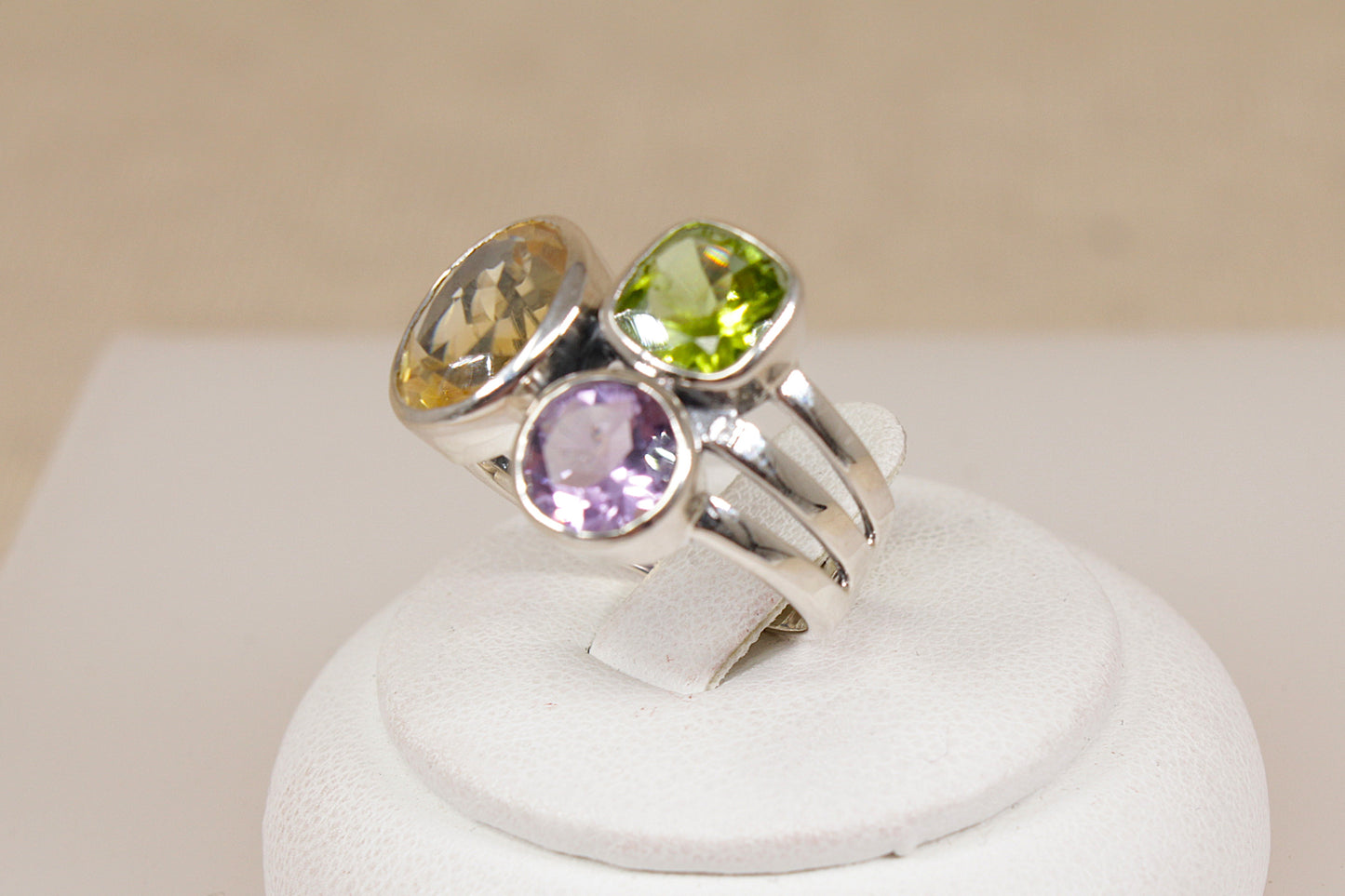 Stunning Bold Sterling Silver Multi-Gemstone Studio Style Ring