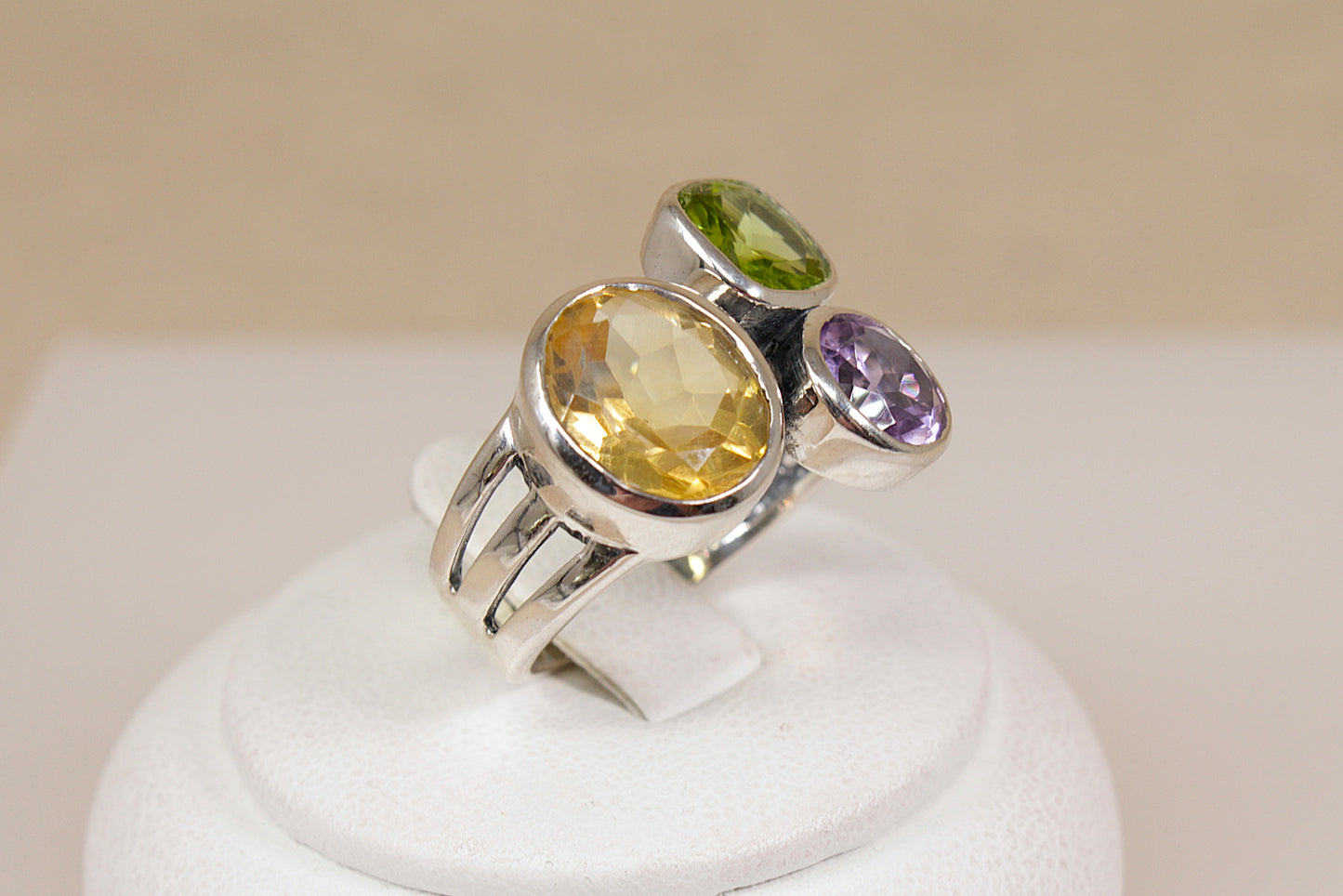 Stunning Bold Sterling Silver Multi-Gemstone Studio Style Ring