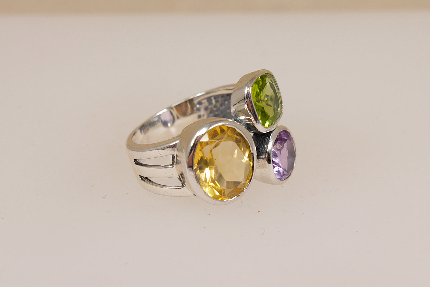Stunning Bold Sterling Silver Multi-Gemstone Studio Style Ring