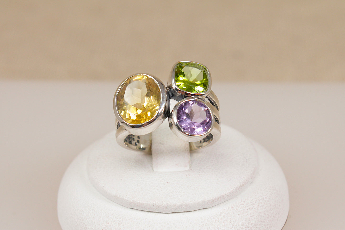 Stunning Bold Sterling Silver Multi-Gemstone Studio Style Ring