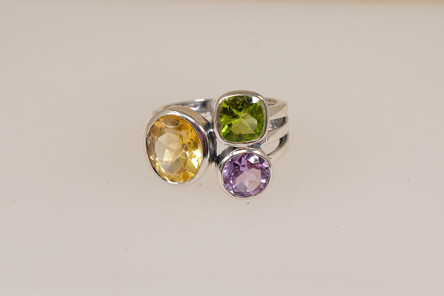 Stunning Bold Sterling Silver Multi-Gemstone Studio Style Ring